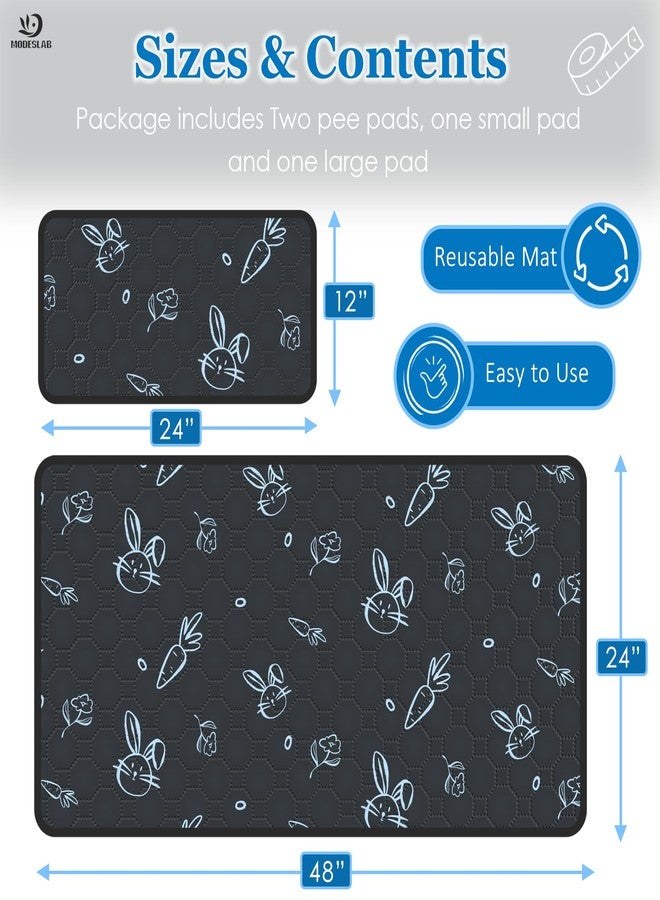 MODESLAB Washable Guinea Pig Bedding for 2 Story Guinea Pig Cages, Fast Absorption Reusable Guinea Pig Cage Liner, No Shrunk, Anti-Slip Bottom, Leak-Proof Pee Pad Mat, 12” x 24” & 24” x 48” (Navy) - Image 2